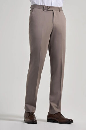 Sütlü Kahverengi Esnek Yandan Cepli Comfort Fit Classic Pantolon 1003250159