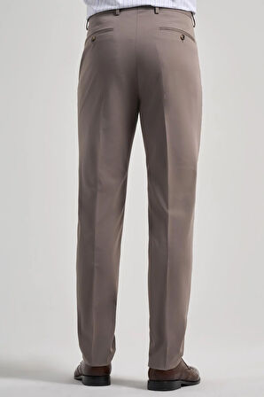 Sütlü Kahverengi Esnek Yandan Cepli Comfort Fit Classic Pantolon 1003250159