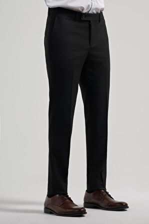 Siyah Esnek Yandan Cepli Slim Fit Classic Pantolon 1003250160
