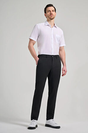 Siyah Kendinden Desenli Yan Cep Slim Fit Jogger Pantolon 1003250161