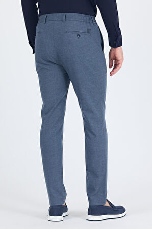 Lacivert Kendinden Desenli Yan Cep Slim Fit Jogger Pantolon 1003250161