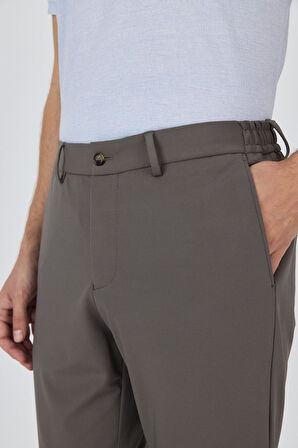 Koyu Vizon Esnek Yandan Cepli Casual Slim Fit Jogger Pantolon 1003250162