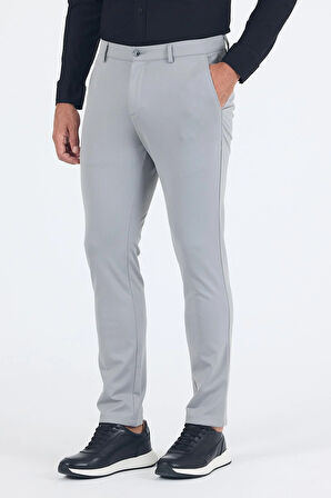Gri Yandan Cepli Casual Slim Fit Pantolon 1003250163