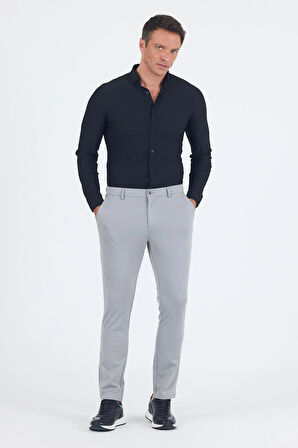 Gri Yandan Cepli Casual Slim Fit Pantolon 1003250163