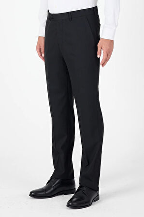 Siyah Yan Cep Açık Paça Düz Comfort Fit Esnek Pantolon 1003250914