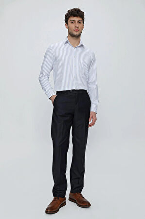 Lacivert Gabardin Yan Cep Açık Paça Basic Comfort Fit Esnek Pantolon 1003255005