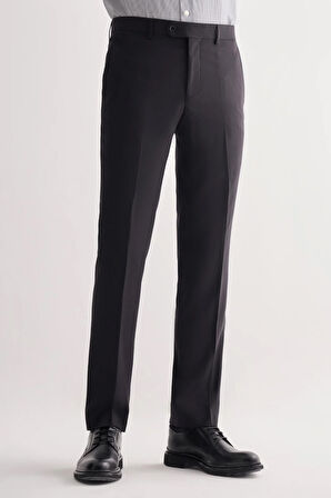 Siyah Yan Cep Açık Paça Kendinden Desenli Slim Fit Esnek Pantolon 1003255151