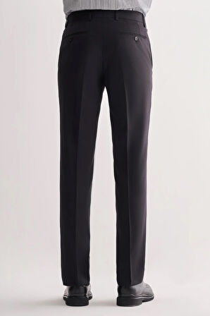 Siyah Yan Cep Açık Paça Kendinden Desenli Slim Fit Esnek Pantolon 1003255151