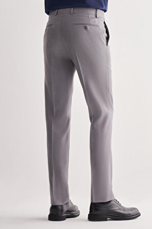 Gri Yan Cep Açık Paça Kendinden Desenli Slim Fit Esnek Pantolon 1003255151