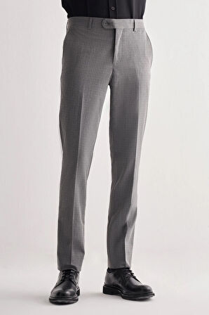 Füme Yan Cep Açık Paça Kendinden Desenli Slim Fit  Pantolon 1003255152