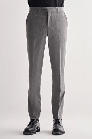 Füme Yan Cep Açık Paça Kendinden Desenli Slim Fit  Pantolon 1003255152