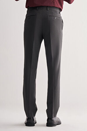 Koyu Antrasit Yan Cep Açık Paça Kendinden Desenli Slim Fit  Pantolon 1003255152
