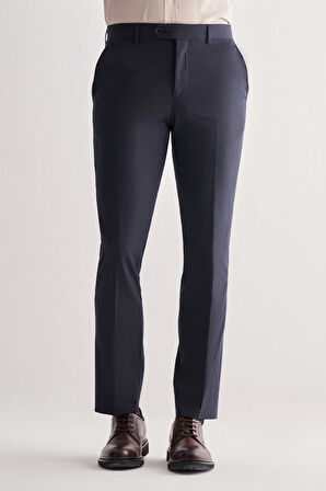 Lacivert Yan Cep Açık Paça Kendinden Desenli Slim Fit  Pantolon 1003255152