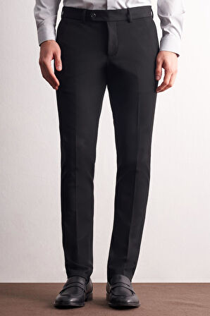 Siyah Yan Cep Açık Paça Esnek Slim Fit Classic Casual Pantolon 1003255153