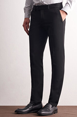 Siyah Yan Cep Açık Paça Esnek Slim Fit Classic Casual Pantolon 1003255153