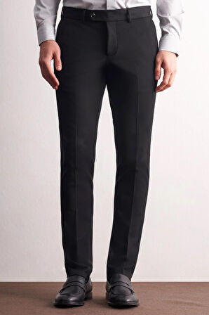 Siyah Yan Cep Açık Paça Esnek Slim Fit Classic Casual Pantolon 1003255153