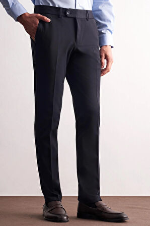 Lacivert Yan Cep Açık Paça Esnek Slim Fit Classic Casual Pantolon 1003255153