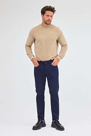 Koyu Lacivert 5 Cep  Düz Paça Pamuklu Slim Fit 5 Cep Casual Pantolon 1003255154