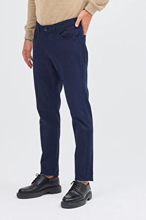 Koyu Lacivert 5 Cep  Düz Paça Pamuklu Slim Fit 5 Cep Casual Pantolon 1003255154