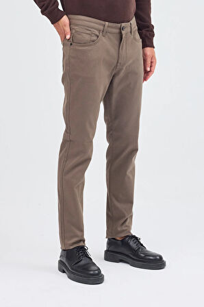 Haki 5 Cep  Düz Paça Pamuklu Slim Fit 5 Cep Casual Pantolon 1003255154