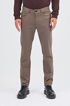 Haki 5 Cep  Düz Paça Pamuklu Slim Fit 5 Cep Casual Pantolon 1003255154