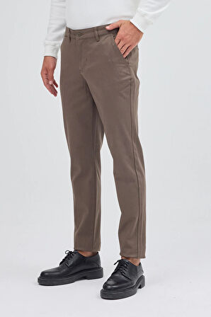 Haki Yan Cep Düz Paça Pamuklu Slim Fit Chino Casual Pantolon 1003255155
