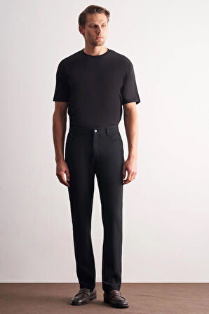 Siyah 5 Cep  Düz Paça Esnek Slim Fit  Casual Pantolon 1003255157