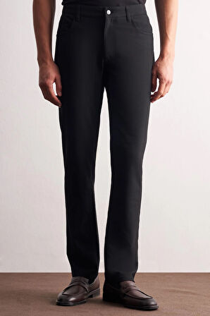 Siyah 5 Cep  Düz Paça Esnek Slim Fit  Casual Pantolon 1003255157
