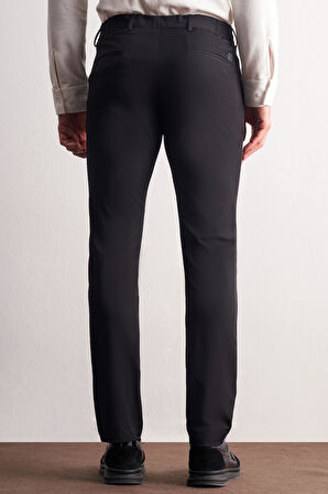 Siyah Yan Cep Düz Paça  Slim Fit Chino Casual Pantolon 1003255158