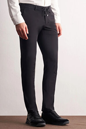Siyah Yan Cep Düz Paça  Slim Fit Chino Casual Pantolon 1003255158