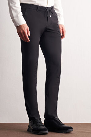 Siyah Yan Cep Düz Paça  Slim Fit Chino Casual Pantolon 1003255158