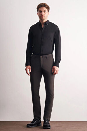 Haki Yan Cep Düz Paça Pamuklu Slim Fit Chino Casual Pantolon 1003255160