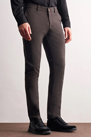 Haki Yan Cep Düz Paça Pamuklu Slim Fit Chino Casual Pantolon 1003255160