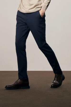 Koyu Lacivert Yan Cep Düz Paça Pamuklu Slim Fit Chino Casual Pantolon 1003255161