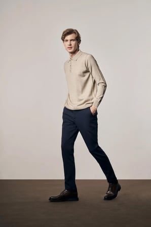 Koyu Lacivert Yan Cep Düz Paça Pamuklu Slim Fit Chino Casual Pantolon 1003255161