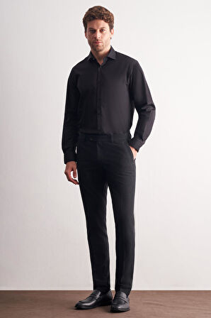 Siyah Yan Cep Açık Paça Esnek Slim Fit Classic Classic Pantolon 1003255163