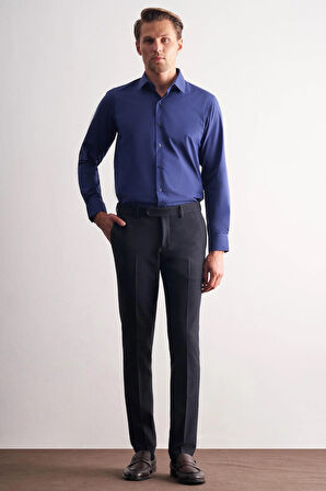 Lacivert Yan Cep Açık Paça Esnek Slim Fit Classic Classic Pantolon 1003255163