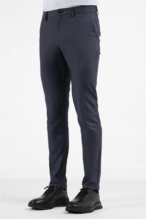 Koyu Lacivert Yan Cep Düz Paça Pamuklu Slim Fit Chino Casual Pantolon 1003255164