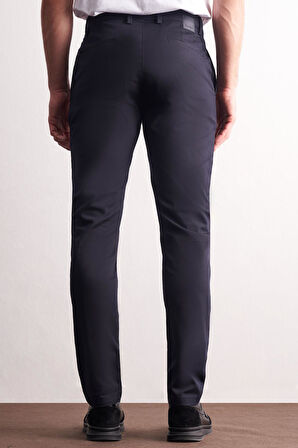 Lacivert Yan Cep Düz Paça Pamuklu Slim Fit Chino Casual Pantolon 1003255165