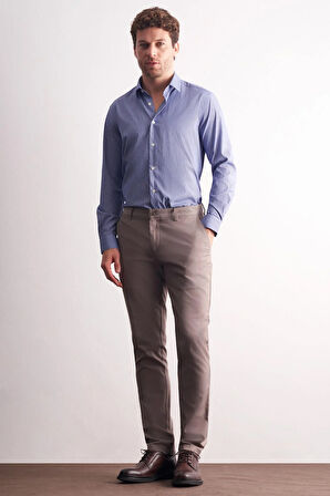 Vizon Yan Cep Düz Paça Pamuklu Slim Fit Chino Casual Pantolon 1003255165
