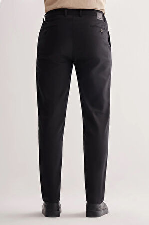 Siyah Yan Cep Düz Paça Pamuklu Comfort Fit Chino Casual Pantolon 1003255166