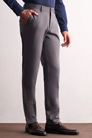 Antrasit Yan Cep Düz Paça Pamuklu Comfort Fit Chino Casual Pantolon 1003255166