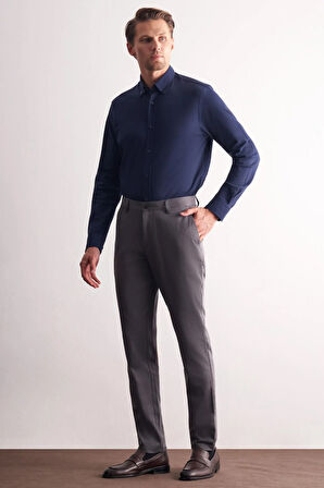 Antrasit Yan Cep Düz Paça Pamuklu Comfort Fit Chino Casual Pantolon 1003255166