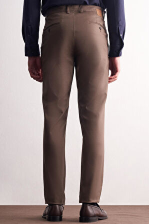 Kahverengi Yan Cep Düz Paça Pamuklu Comfort Fit Chino Casual Pantolon 1003255167