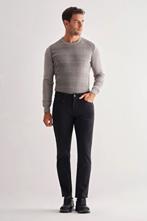 Siyah Casual Slim Fit 5 cep Düz paça Pantolon 1003255320