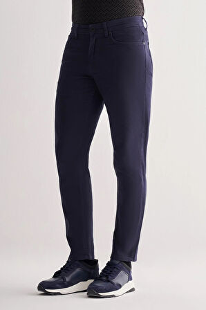 Koyu Lacivert Casual Slim Fit 5 cep Düz paça Pantolon 1003255320