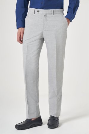 Gri Yan Cep Filafil Desen Comfort Fit Esnek Pantolon 1003260153