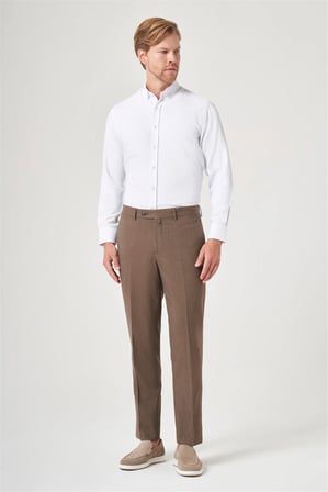 Kahverengi Yan Cep Filafil Desen Comfort Fit Esnek Pantolon 1003260153