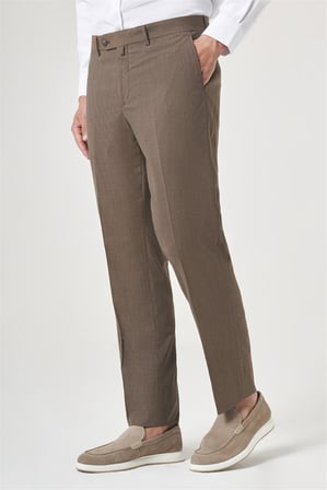 Kahverengi Yan Cep Filafil Desen Comfort Fit Esnek Pantolon 1003260153