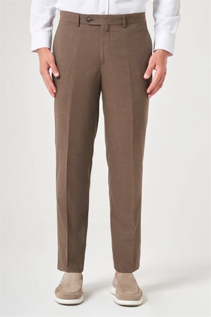 Kahverengi Yan Cep Filafil Desen Comfort Fit Esnek Pantolon 1003260153